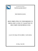 Hoàn thiện công tác thẩm định dự án trong cho vay đầu tư tại quỹ đầu tư phát triển thành phố đà nẵng