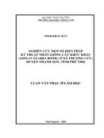 Nghiên cứu một số biện pháp kỹ thuật nhân giống cây Khúc khắc (Smilax glabra Roxb.) ở xã Thượng Cửu, huyện Thanh Sơn, tỉnh Phú Thọ (Luận văn thạc sĩ)