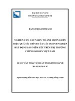 Nghiên cứu các nhân tố ảnh hưởng đến hiệu quả tài chính của các doanh nghiệp bất động sản niêm yết trên thị trường chứng khoán việt nam