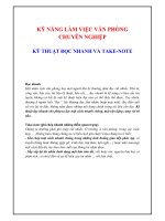 KỸ NĂNG LÀM VIỆC VĂN PHÒNG CHUYÊN NGHIỆP  Kỹ thuật đọc nhanh và takenote