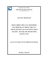 Hoàn thiện công tác thẩm định tài chính dự án trong cho vay trung dài hạn tại ngân hàng TMCP sài gòn – hà nội, chi nhánh tỉnh quảng nam
