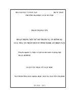 Hoạt động xét xử sơ thẩm vụ án hình sự của tòa án nhân dân ở tỉnh nghệ an hiện nay  