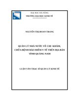 Quản lý nhà nước về chi  khám, chữa bệnh bảo hiểm y tế trên địa bàn tỉnh quảng nam