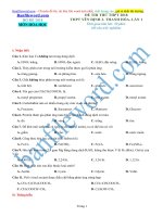 Đề thi thử THPT 2018 môn Hóa Trường THPT Yên Định 2 Thanh Hóa Lần 1 File word Có đáp án Có lời giải chi tiết