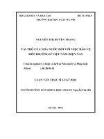 Vai trò của nhà nước đối với việc bảo vệ môi trường ở việt nam hiện nay 