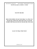 Phân tích thông tin kế toán phục vụ công tác thanh tra, kiểm tra thuế đối với các doanh nghiệp trên địa bàn huyện Thanh Trì, Thành phố Hà Nội (Luận văn thạc sĩ)