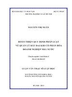 Hoàn thiện quy định pháp luật về quản lý đất đai khi cổ phần hóa doanh nghiệp nhà nước 
