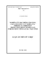 Nghiên cứu đặc điểm lâm sàng, cận lâm sàng và ý nghĩa của Fibroscan, Fibrotest trong chẩn đoán xơ hóa gan ở bệnh nhân viêm gan B, C mạn tính  (FULL TEX)