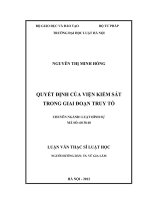 Quyết định của viện kiểm sát trong giai đoạn truy tố  