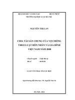 Chia tài sản chung của vợ chồng theo luật hôn nhân và gia đình việt nam năm 2000  