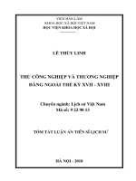 Thủ công nghiệp và thương nghiệp Đàng Ngoài thế kỷ XVIIXVIII (tt)