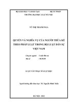 Quyền và nghĩa vụ của người thừa kế theo pháp luật trong bộ luật dân sự việt nam  