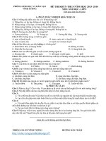 Đề HSG KHTN môn sinh vĩnh tường 2013 2014 