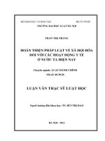 Hoàn thiện pháp luật về xã hội hóa đối với các hoạt động y tế ở nước ta hiện nay  
