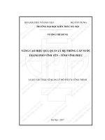 Nâng cao hiệu quả quản lý hệ thống cấp nước thành phố vĩnh yên, tỉnh vĩnh phúc (tt) 