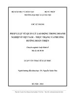Pháp luật về quản lý lao động trong doanh nghiệp ở việt nam   thực trạng và phương hướng hoàn thiện  