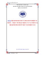 HỘ KINH DOANH VÀ DOANH NGHIỆP TƯ NHÂN – THỰC TẾ HOẠT ĐỘNG VÀ VAI TRÒ CỦA HỘ KINH DOANH Ở VIỆT NAM HIỆN NAY