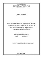 Pháp luật thu hồi đất, bồi thường, hỗ trợ, tái định cư từ thực tiễn các dự án đầu tư khu đô thị mới, chỉnh trang đô thị tại thành phố Hồ Chí Minh