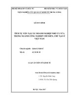 Tích tụ vốn tại các doanh nghiệp nhỏ và vừa trong ngành công nghiệp chế biến, chế tạo ở Việt Nam