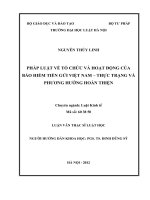 Pháp luật về tổ chức và hoạt động của bảo hiểm tiền gửi việt nam   thực trạng và phương hướng hoàn thiện  