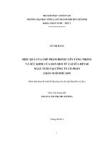 HIỆU QUẢ CỦA CHẾ PHẨM BIOTIC LÊN TĂNG TRỌNG VÀ SỨC KHỎE CỦA ĐÀN HEO TỪ CAI SỮA ĐẾN 60 NGÀY TUỔI TẠI CÔNG TY CỔ PHẦN CHĂN NUÔI PHÚ SƠN