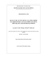 Quản lý dự án xây dựng các công trình sau khi được cấp Giấy phép xây dựng trên địa bàn thành phố Hải Phòng (Luận văn thạc sĩ)