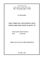 Phát triển du lịch tỉnh Đồng Tháp trong hội nhập kinh tế quốc tế