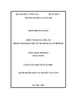 Chức năng của tòa án trong giai đoạn xử sơ thẩm vụ án hình sự  