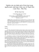 Nghiên cứu xác định một số kim loại trong nguồn nước sinh hoạt ở khu vực xã Thạch Sơn - Lâm Thao - Phú Thọ