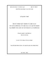 Hoàn thiện quy định của bộ luật tố tụng hình sự về việc ra các quyết định tại phiên toà xét xử sơ thẩm vụ án hình sự  