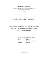 KHẢO SÁT ẢNH HƯỞNG CỦA CHẾ PHẨM BÃ MÌ Ủ CHUA ĐẾN KHẢ NĂNG SINH TRƯỞNG VÀ NĂNG SUẤT CỦA GÀ LƯƠNG PHƯỢNG