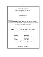 Đánh giá tình hình cấp giấy chứng nhận quyền sử dụng đất trên địa bàn huyện Tràng Định  tỉnh Lạng Sơn giai đoạn 2011  2013 (Khóa luận tốt nghiệp)