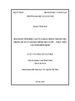 Bảo đảm tính độc lập của hoạt động thanh tra trong quản lý hành chính nhà nước   thực tiễn tại tỉnh bình định  