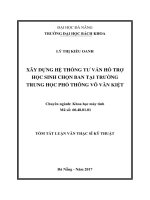 Xây dựng hệ thống tư vấn hỗ trợ học sinh chọn ban tại trường trung học phổ thông võ văn kiệt