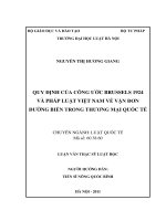 Quy định của công ước brussels 1924 và pháp luật việt nam về vận đơn đường biển trong thương mại quốc tế