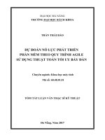 Dự đoán nỗ lực phát triển phần mềm theo quy trình agile sử dụng thuật toán tối ưu bày đàn