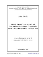 Những nhân tố ảnh hưởng tới tạo động lực làm việc của cán bộ, công chức trên địa bàn tỉnh Bắc Kạn (Luận văn thạc sĩ)
