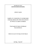 Nghiên cứu ảnh hưởng của tỷ lệ phối trộn   Ethanol Diesel đến tính năng kinh tế kỹ thuật động cơ Diesel