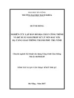 Nghiên cứu lập bản đồ địa chất công trình và đề xuất giải pháp xử lý nền đất yếu hạ tầng giao thông thành phố trà vinh