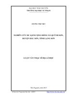 Nghiên cứu du lịch cộng đồng xã Quỳnh Sơn, huyện Bắc Sơn, tỉnh Lạng Sơn (Luận văn thạc sĩ)
