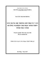 Xây dựng hệ thống hỗ trợ tư vấn hướng nghiệp cho học sinh THPT tỉnh trà vinh