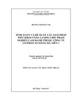 Tính toán và đề xuất các giải pháp tiết kiệm năng lượng cho gỉi pháp tít kiệm năng