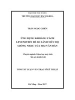 Ứng dụng khoảng cách levenstein để so sánh mức độ giống nhau của hai văn bản