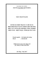 Đánh giá hiện trạng và đề xuất biện pháp bảo vệ sức khỏe môi trường khu vực xung quanh khu công nghiệp điện nam   điện ngọc, tỉnh quảng nam