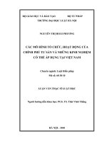 Các mô hình tổ chức, hoạt động của chính phủ tư sản và những kinh nghiệm có thể áp dụng tại việt nam  