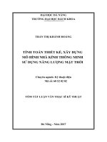 Tính toán thiết kế, xây dựng mô hình nhà kính thông minh sử dụng năng lượng mặt trời