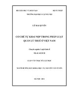 Cơ chế tự khai tự nộp trong pháp luật quản lý thuế ở việt nam  