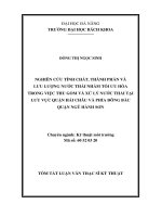 Nghiên cứu tính chất, thành phần và lưu lượng nước thải nhằm tối ưu hóa trong việc thu gom và xử lý nước thải tại lưu vực quận hải châu và phía đông bắc quận sơn trà