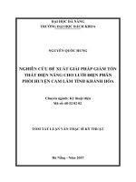 Nghiên cứu đề xuất giải pháp giảm tổn thất điện năng cho lưới điện phân phối huyện cam lâm, tỉnh khánh hòa
