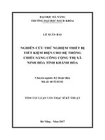 Nghiên cứu thử nghiệm thiết bị tiết kiệm điện trong chiếu sáng công cộng ngs dụng cho thị xã ninh hòa tỉnh khánh hòa